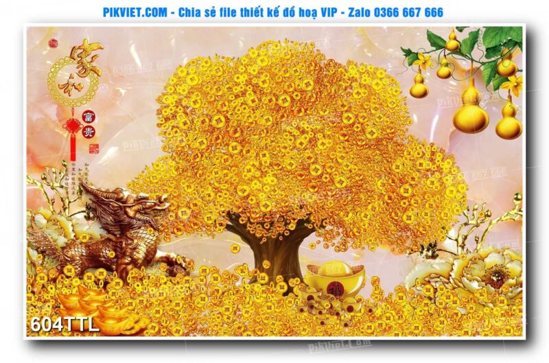 File PSD vector tranh tài lộc mẫu số 604TTL