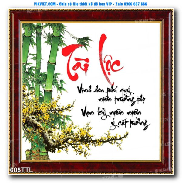 File PSD vector tranh tài lộc mẫu số 605TTL