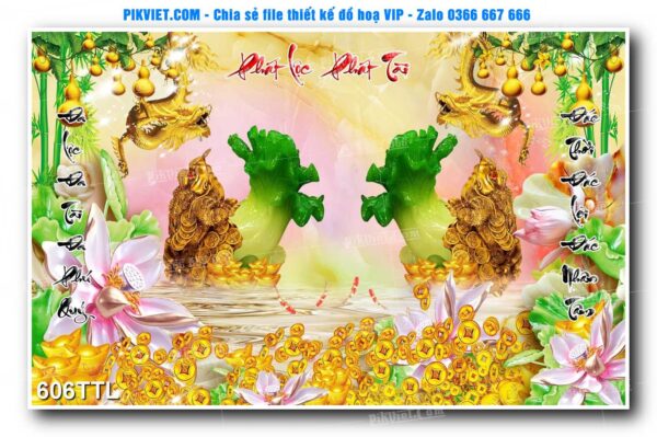 File PSD vector tranh tài lộc mẫu số 606TTL