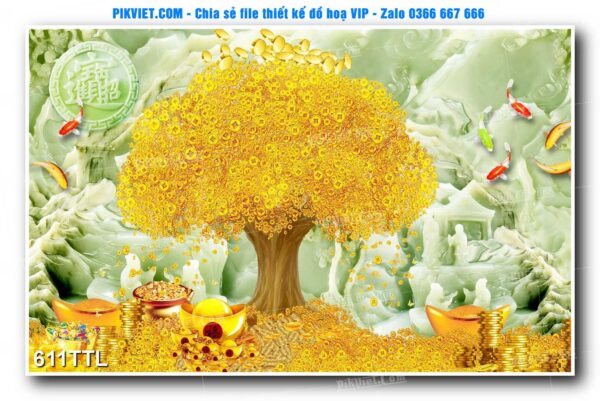 File PSD vector tranh tài lộc mẫu số 611TTL