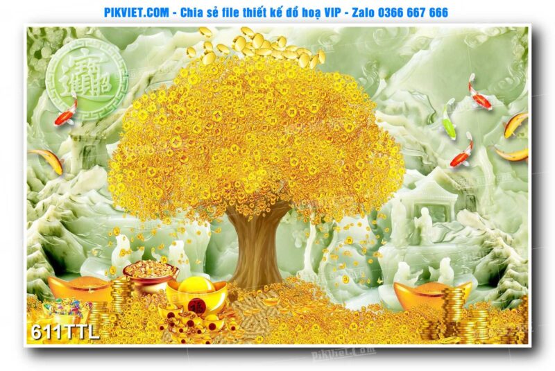 File PSD vector tranh tài lộc mẫu số 611TTL