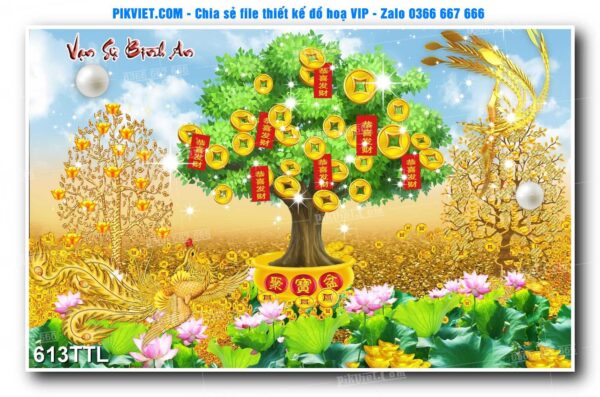 File PSD vector tranh tài lộc mẫu số 613TTL