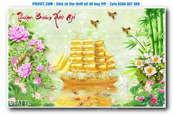File PSD vector tranh tài lộc mẫu số 617TTL