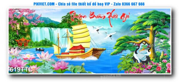 File PSD vector tranh tài lộc mẫu số 619TTL