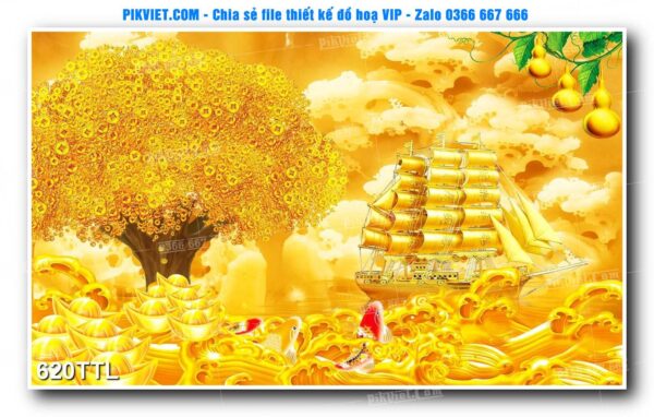 File PSD vector tranh tài lộc mẫu số 620TTL