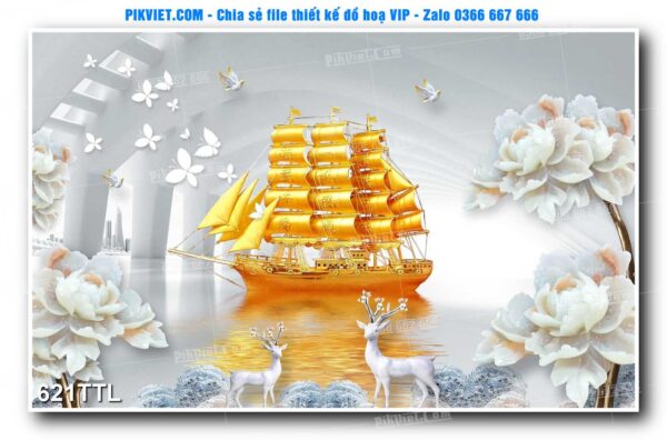 File PSD vector tranh tài lộc mẫu số 621TTL