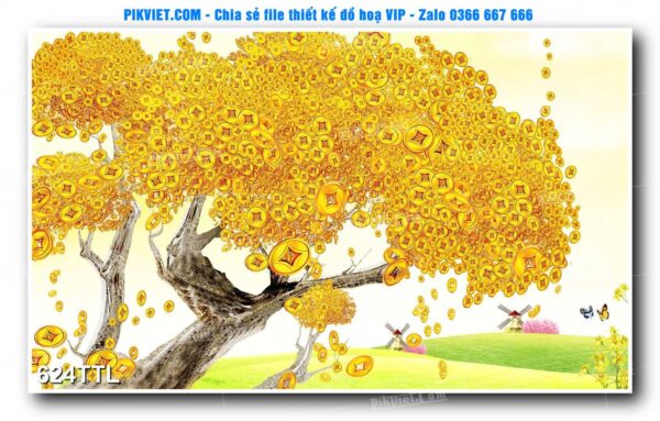 File PSD vector tranh tài lộc mẫu số 624TTL