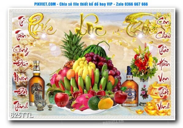 File PSD vector tranh tài lộc mẫu số 625TTL