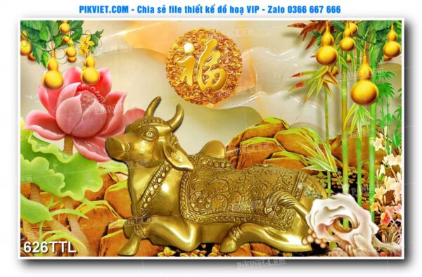 File PSD vector tranh tài lộc mẫu số 626TTL