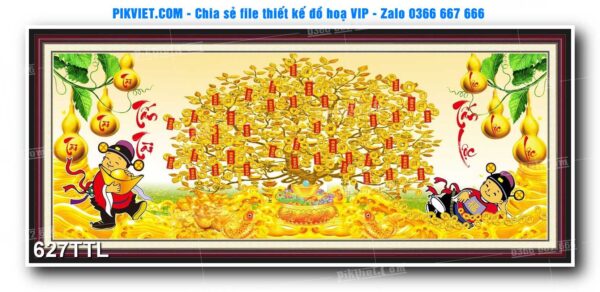 File PSD vector tranh tài lộc mẫu số 627TTL