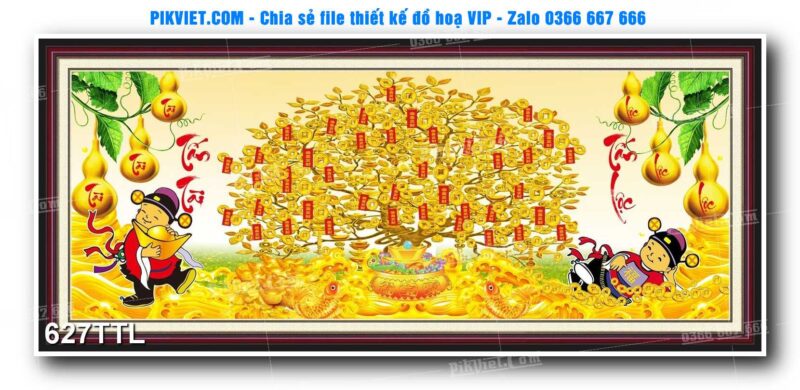File PSD vector tranh tài lộc mẫu số 627TTL