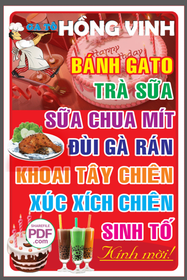 Biển Ga Tô Hồng Vinh - Bánh sinh nhật file PDF & CDR