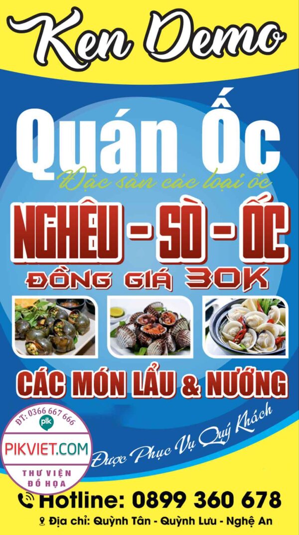 Biển vẫy quảng cáo Quán Ốc - Đặc sản các loại ốc