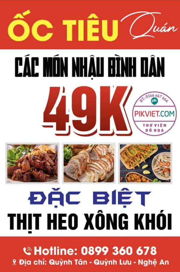Biển vẫy quảng cáo các món nhậu file corel