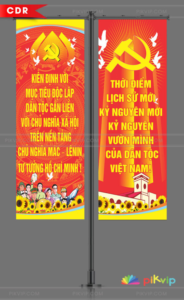 Phướn treo chào mừng đại hội đảng các cấp 2025 file corel 03