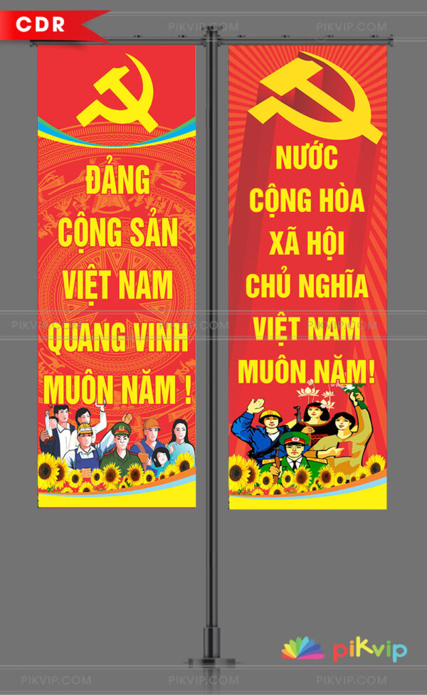 Phướn treo chào mừng đại hội đảng các cấp 2025 file corel 04