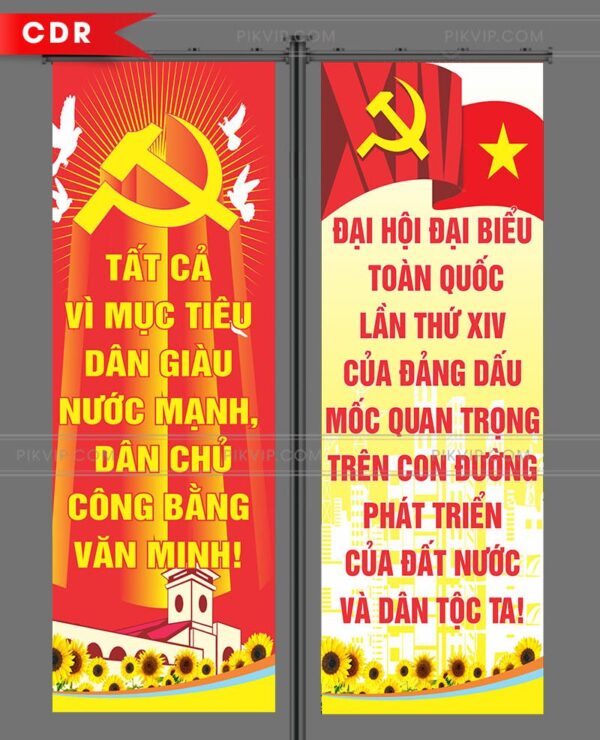 Phướn treo chào mừng đại hội đảng các cấp 2025 file corel 05
