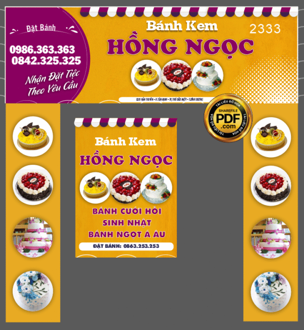 Market Bánh Kem Hồng Ngọc - bánh sinh nhật file CDR