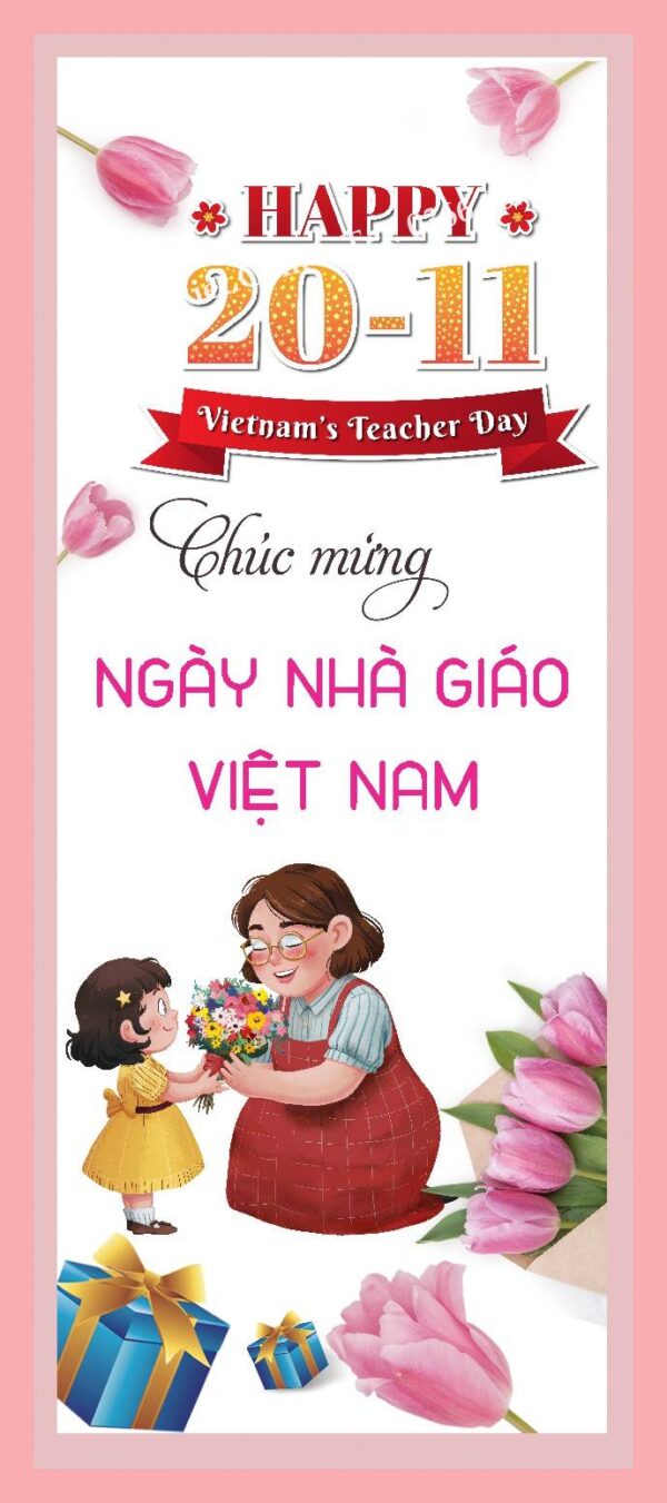 Standee Chào Mừng Ngày Nhà Giáo Việt Nam 20-11 Mẫu 06