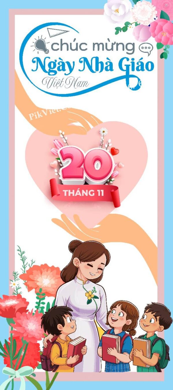 Standee Chào Mừng Ngày Nhà Giáo Việt Nam 20-11 Mẫu 07