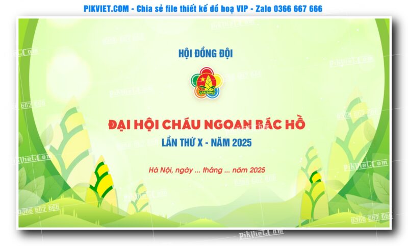 Mẫu phông nền maket đại hội cháu ngoan bác hồ 01
