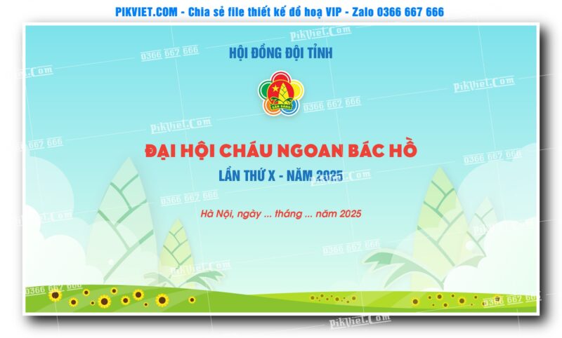 Mẫu phông nền maket đại hội cháu ngoan bác hồ 04