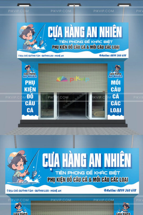 Bảng hiệu cửa hàng thiết bị câu cá An Nhiên