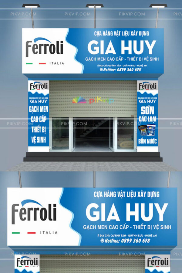 Bảng hiệu cửa hàng vật liệu xây dựng Gia Huy