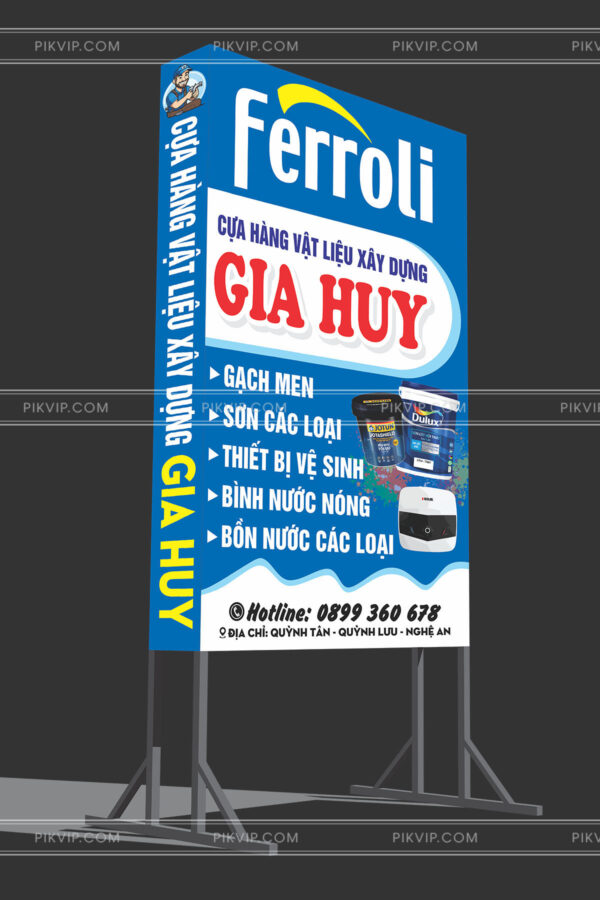 Bảng hiệu hộp đèncửa hàng vật liệu xây dựng Gia Huy