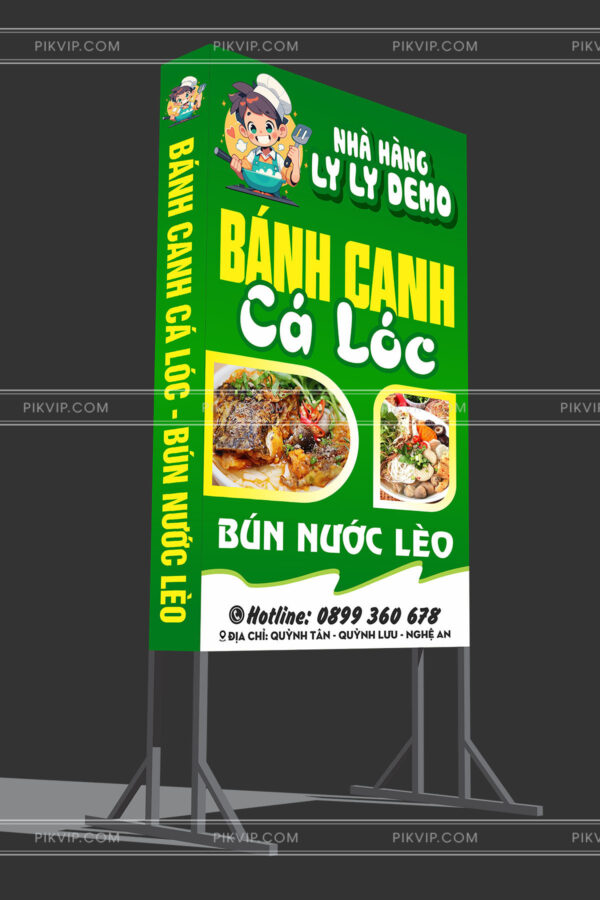 Bảng hiệu hộp đèn nhà hàng bánh canh cá lóc Ly Ly