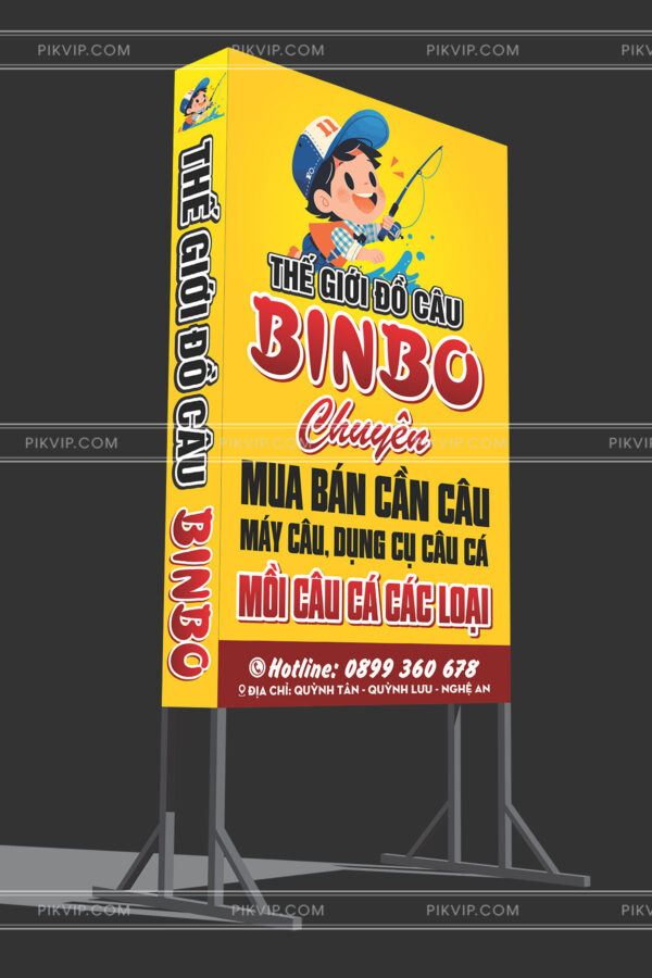 Bảng hiệu hộp đèn cửa hàng thế giới đồ câu cá bingo