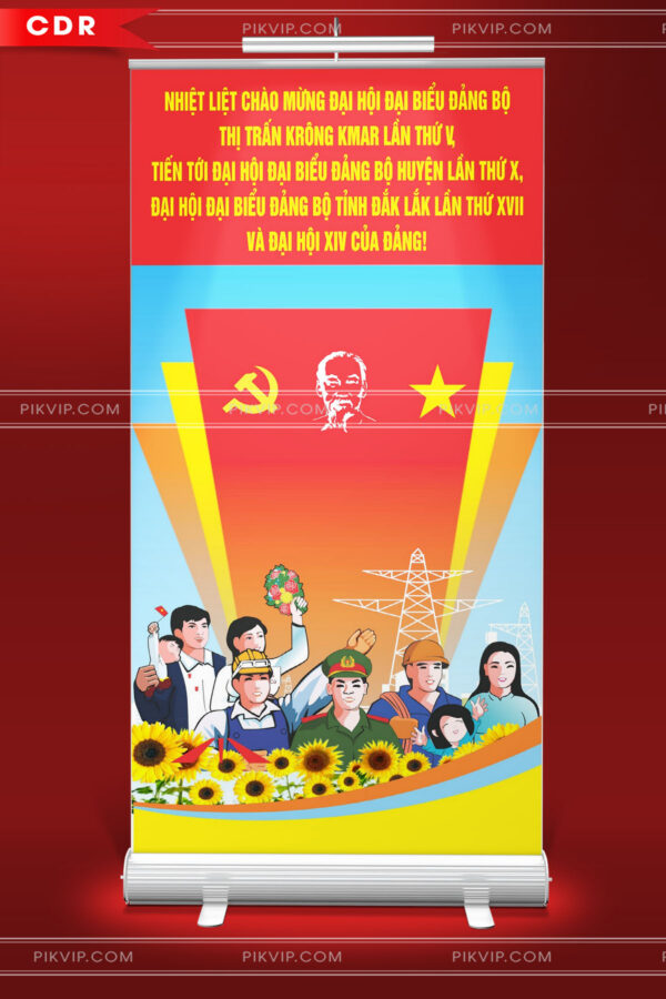 Pano chào mừng đại hội đảng lần thứ 14 file corel cdr 02