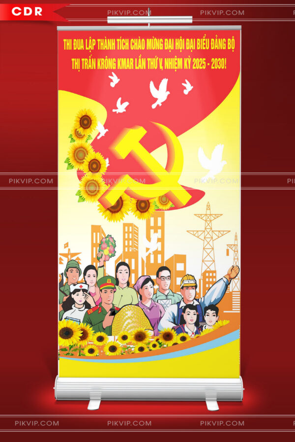 Pano chào mừng đại hội đảng lần thứ 14 file corel cdr 07