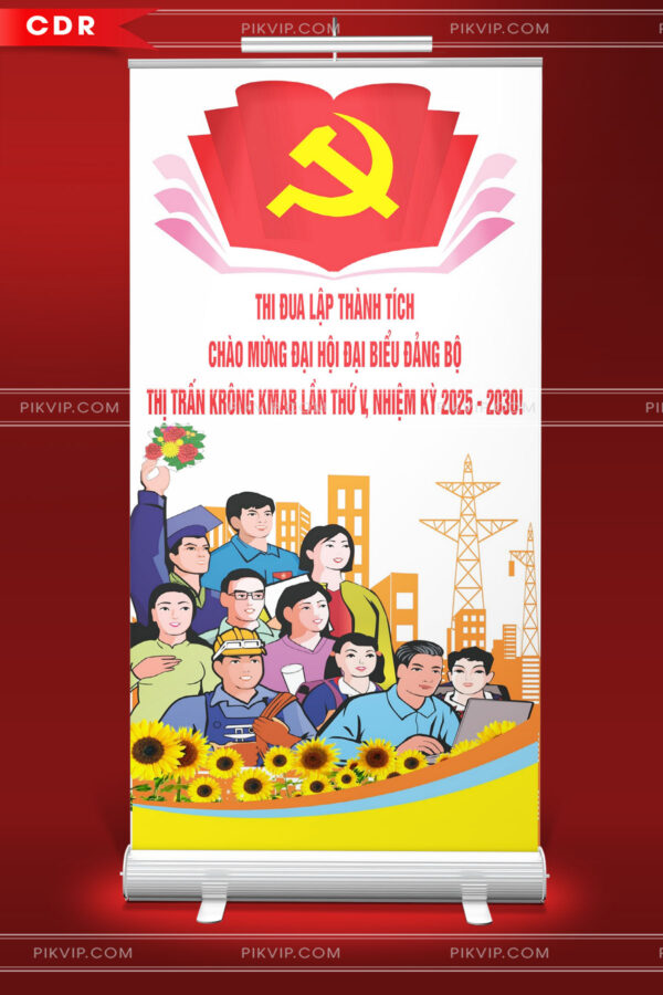 Pano chào mừng đại hội đảng lần thứ 14 file corel cdr 08