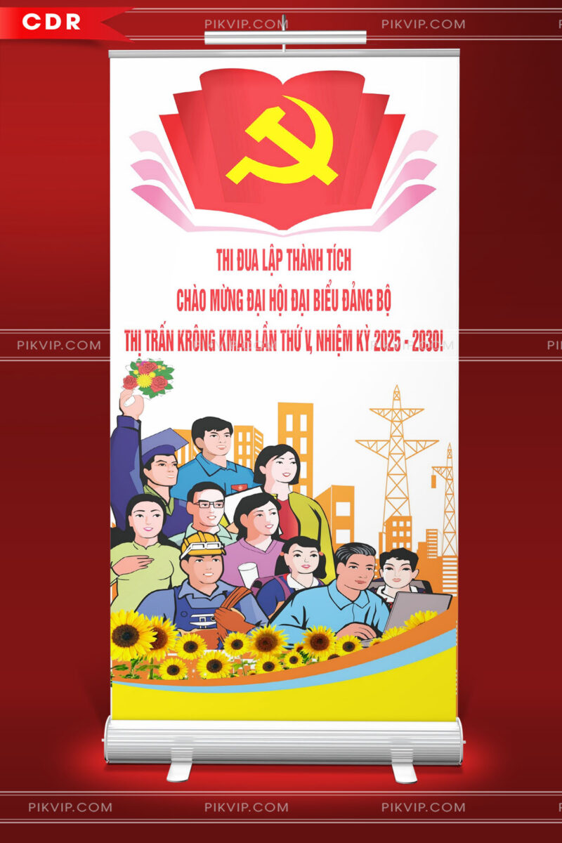 Pano chào mừng đại hội đảng lần thứ 14 file corel cdr 08