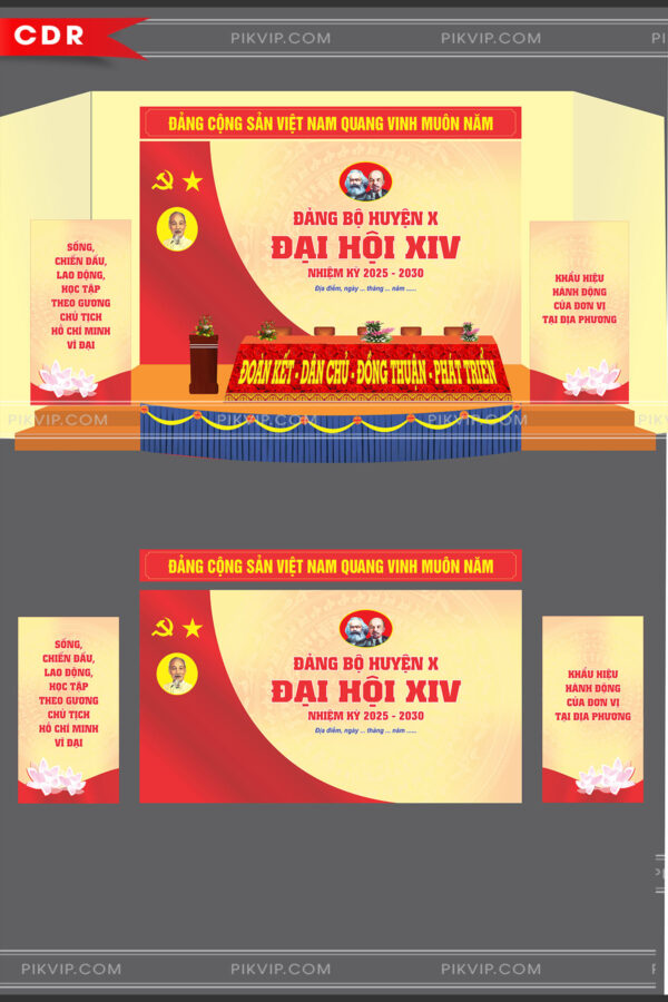 Sân khấu hội trường đại hội đảng lần file corel 01