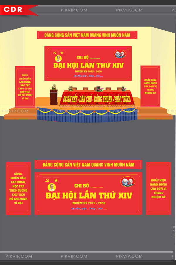 Sân khấu hội trường đại hội đảng lần file corel 05