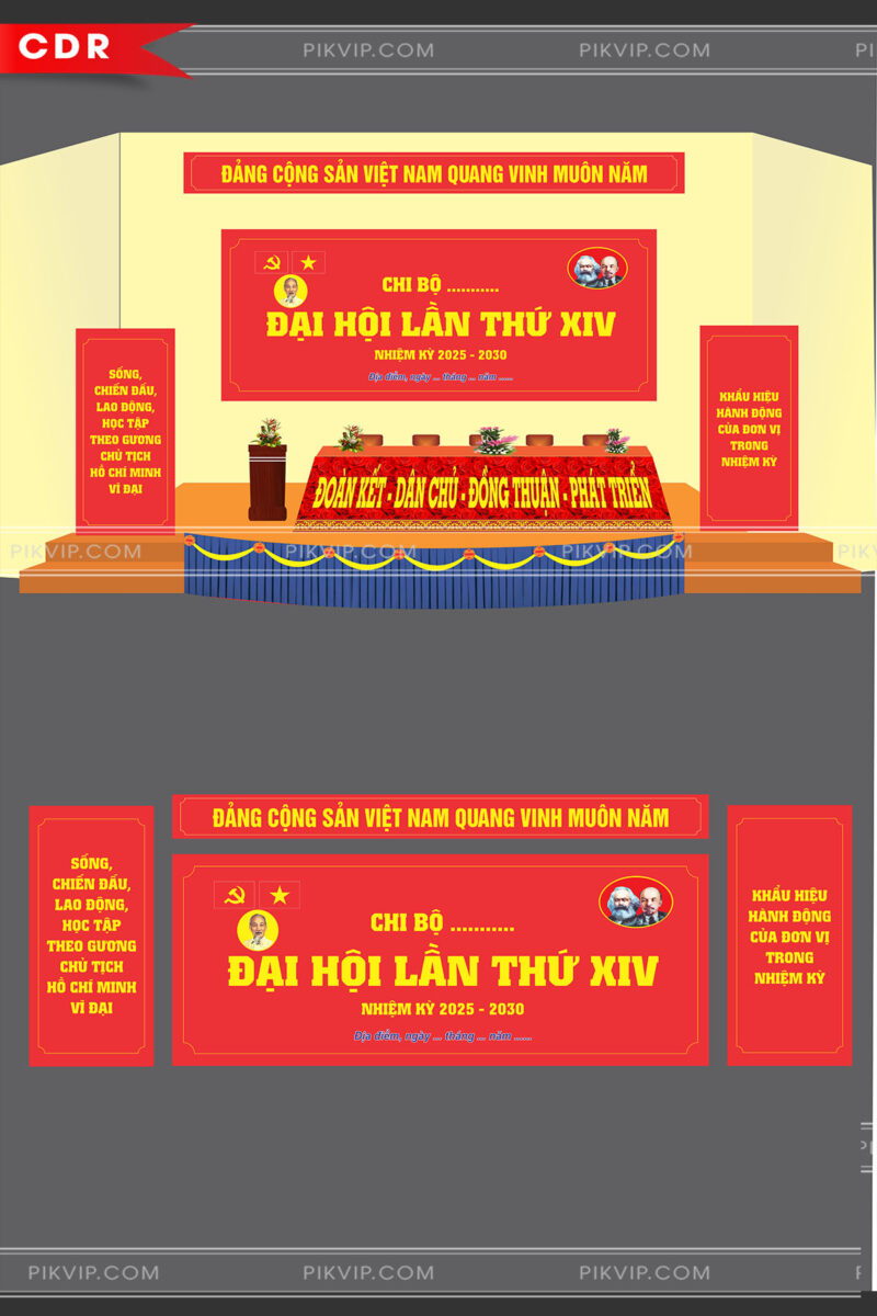 Sân khấu hội trường đại hội đảng lần file corel 05