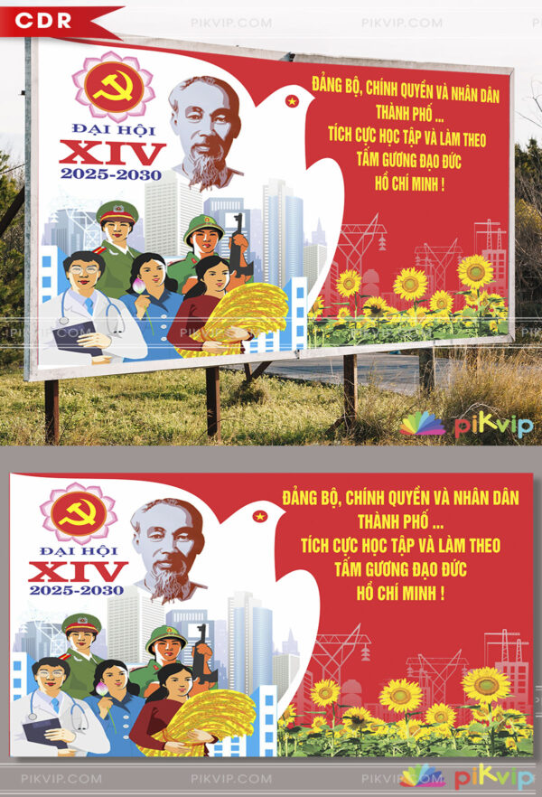 Pano lớn đại hội đảng lần thứ 14 file corel cdr 04
