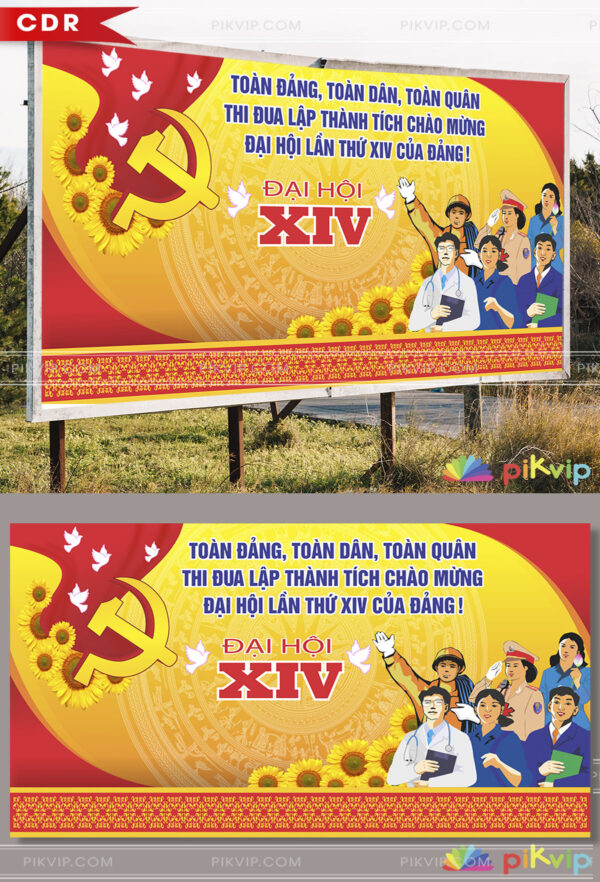 Pano lớn đại hội đảng lần thứ 14 file corel cdr 06