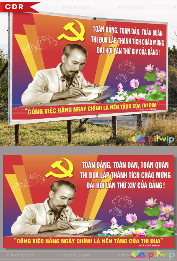 Pano lớn đại hội đảng lần thứ 14 file corel cdr 07
