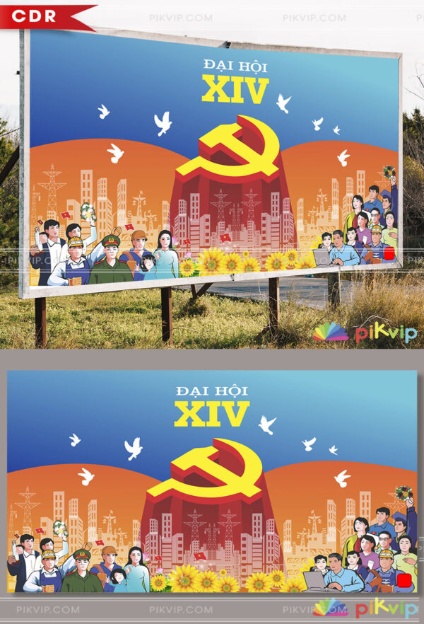 Pano lớn đại hội đảng lần thứ 14 file corel cdr 08
