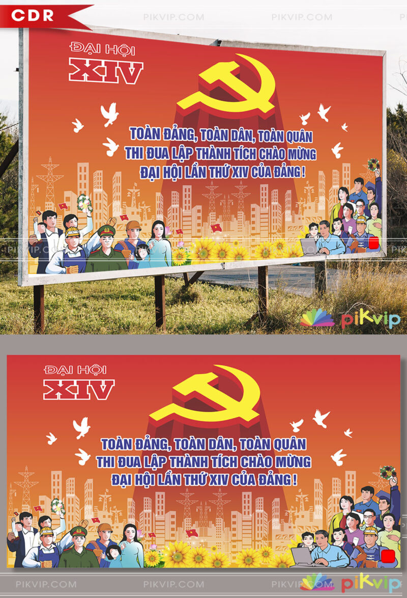 Pano lớn đại hội đảng lần thứ 14 file corel cdr 09