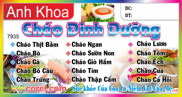 Biển QC Anh Khoa - Cháo dinh dưỡng file corel