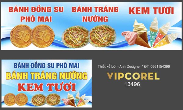 Bánh đồng su phô mai - bánh trang nướng file corel