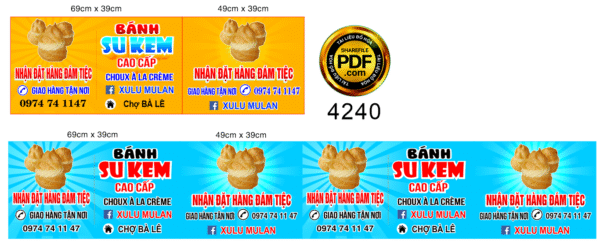 Bảng hộp đèn Bánh Su Kem Cao Cấp file corel