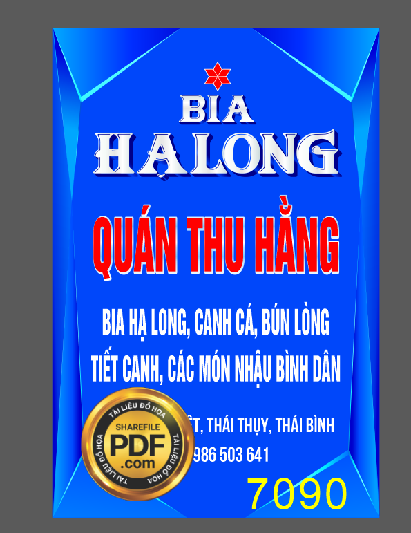 Biển bia hơi Hạ Long quán Thu Hằng file corel
