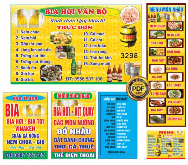 Market menu thực Bia Hơi Vân Bộ file Corel