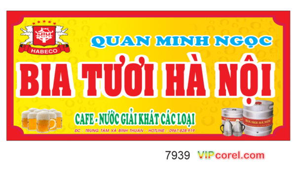 Biển QC Bia tươi Hà Nội Quang Minh Ngọc file corel