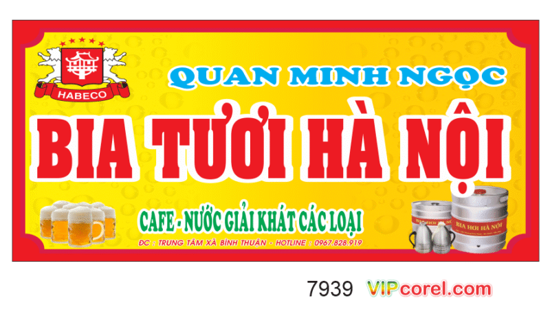 Biển QC Bia tươi Hà Nội Quang Minh Ngọc file corel